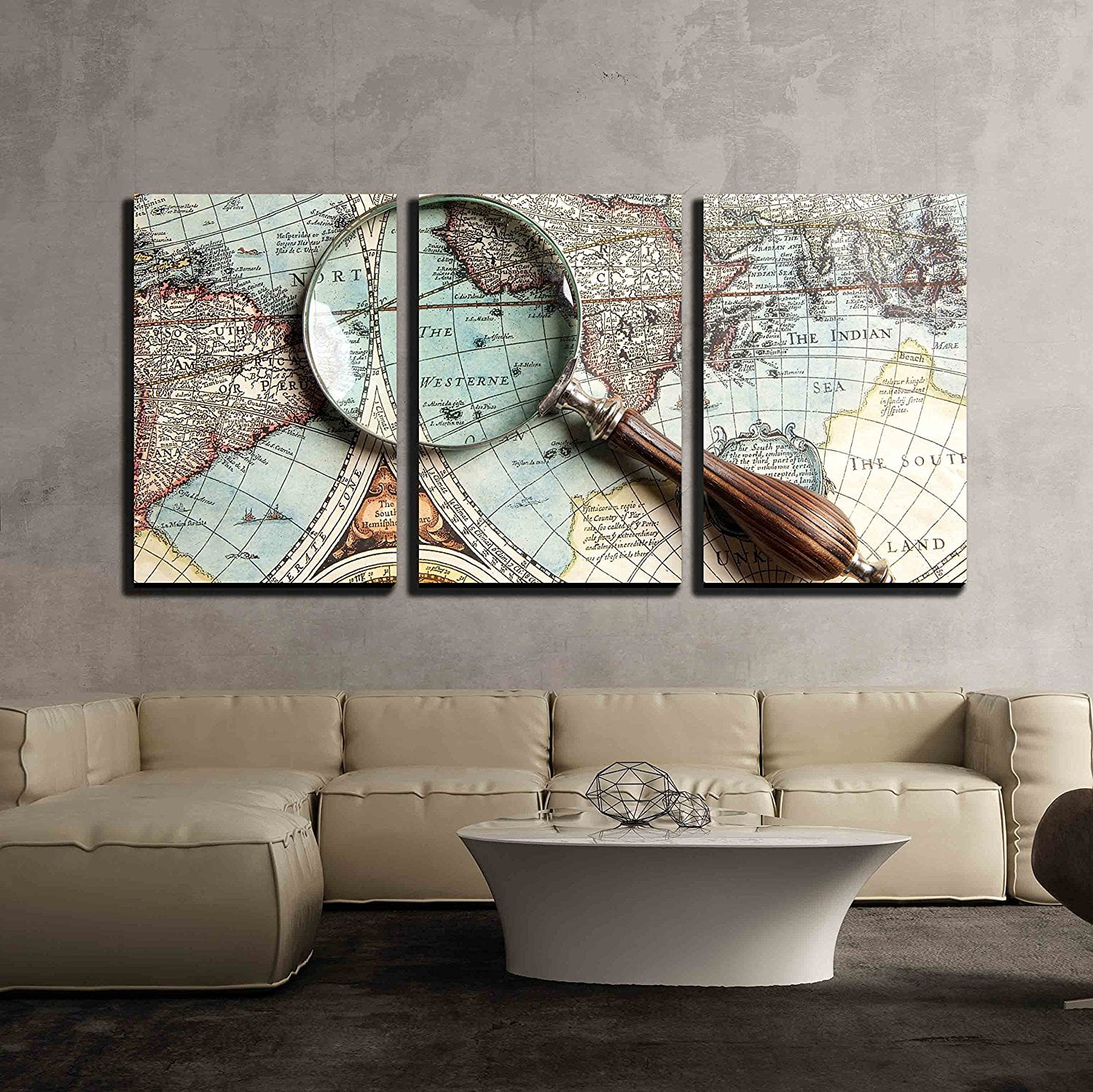 wall26 3 Piece Canvas Wall Art Vintage Magnifying