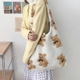 thumbnail image 3 of Langgg Women’s Shoulder Bag Bear Pattern Embroidery Lamb Cashmere School Bag Multifunctional Practical Large Capacity Shopping Cag, 3 of 5