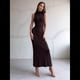 thumbnail image 4 of Vestido Informal de Punto Acanalado para Mujer, Sin Mangas, Ajustado, Elegante, para Salir A la Playa o Vacaciones. Color Café L, 4 of 10