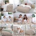thumbnail image 5 of 3 Piece Modern Beige Geometric Duvet Cover Set Queen Size,Microfiber Comforter/Quilt Cover with Corner Ties and 2 Pillowcases,Abstract Art Morocco Aesthetic All Season Bedding with Zipper Closure, 5 of 8
