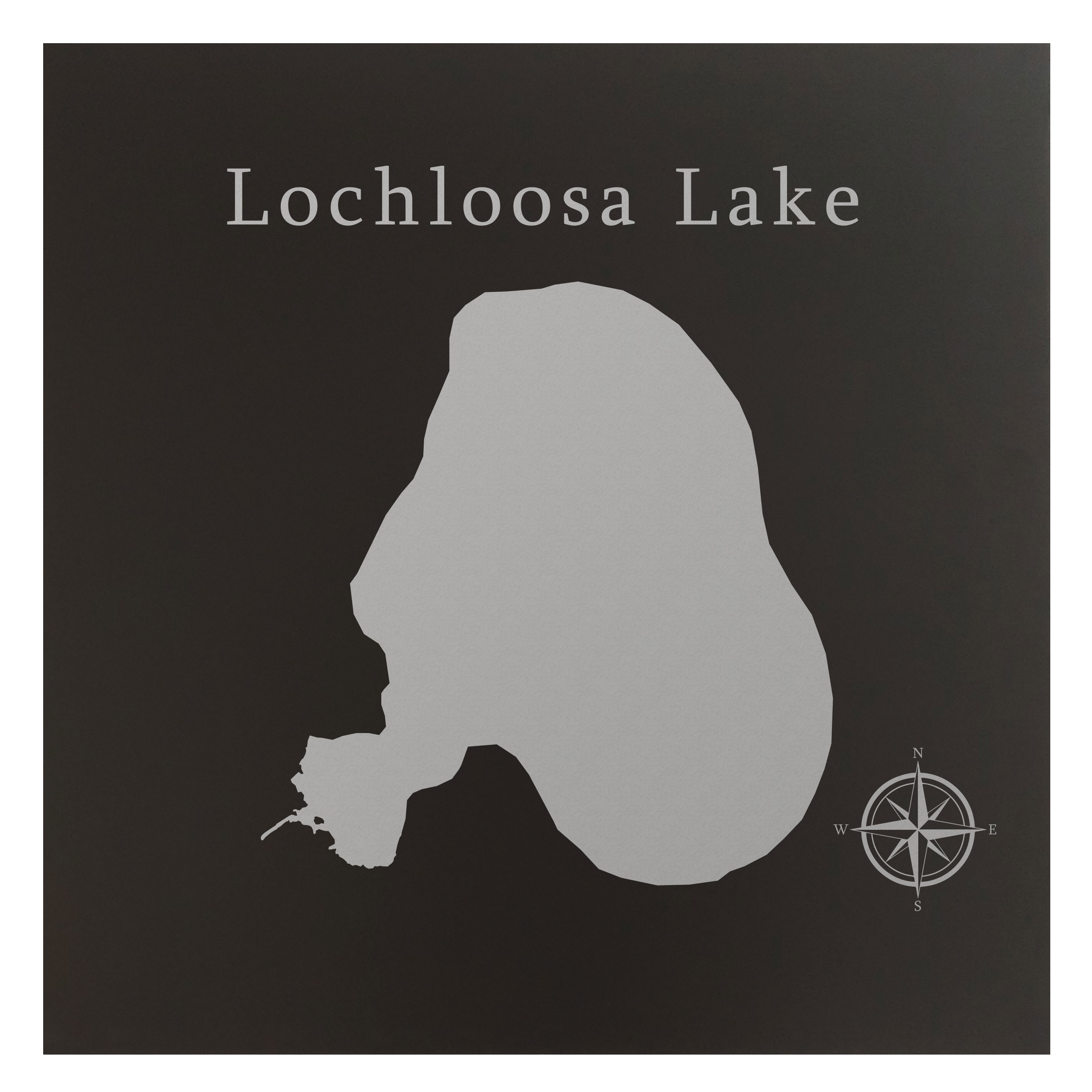 Lochloosa Lake Map 24x24" Black Metal Wall Art Office Decor Gift Engraved Florida