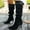 Black, variant on Viluyesy Womens Knee High Boots, Stiletto Heels Pointed Toe Wide Calf Suede Cowboy Slouchy Tall Boots Coffee US6.5