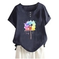 thumbnail image 1 of Camisas de Manga Corta para las Mujeres, Blusa de Botón de Impresión Casual con Cuello Redondo Hecha de Tela Suave Transpirable para Verano Primavera, Blusas de Manga Corta para las Mujeres, 1 of 4