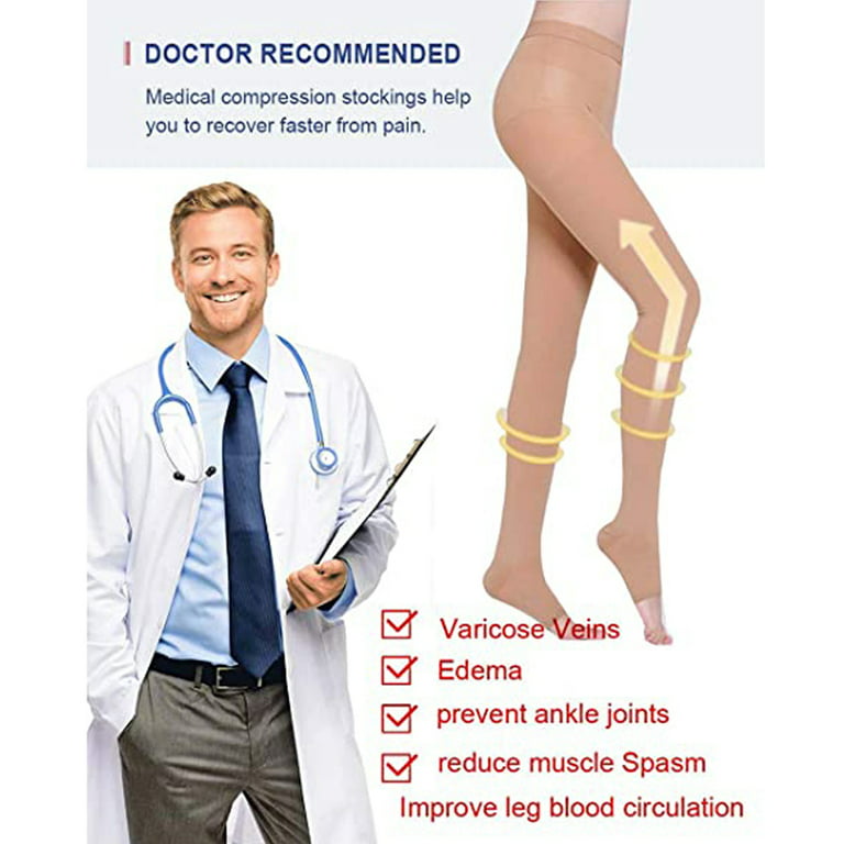 S-XXL Medical Compression Pantyhose Tights Support Stockings Nurse Travel  Flight Edema