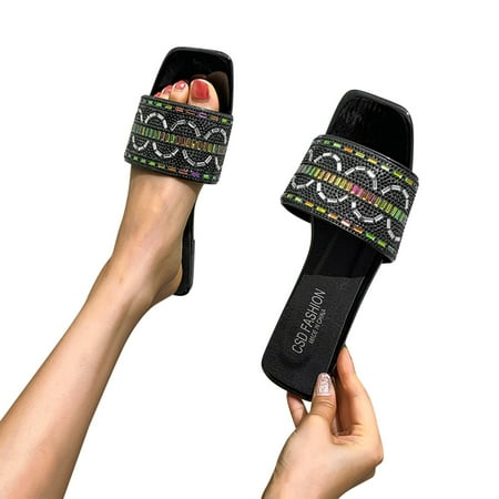 

Cathalem Boho Women s Sandals Style Fashion Summer And Flat Spring Slippers And Women s sandals Slippers Women Size 7 Black 7.5