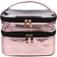 thumbnail image 2 of Hongchun Portable Double Layer Makeup Bag Waterproof Toiletry Bag Large Capacity Cosmetic Bag, 2 of 5