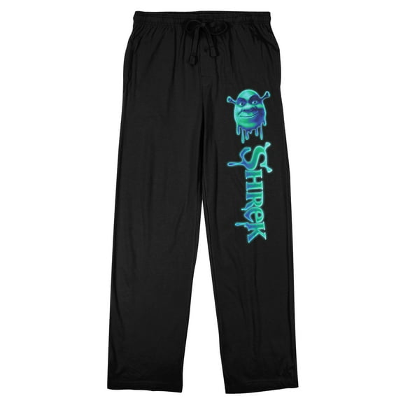 Shrek Character Head & Logo Men's Black Sleep Pajama Pants-3XL