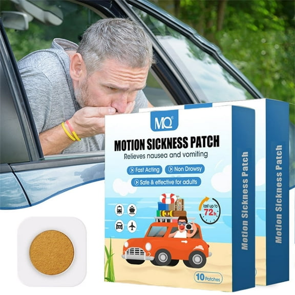 20 Pcs Motion Sickness Patches , Nausea Wristbands – Travel Essentials for Car, Boat, Plane