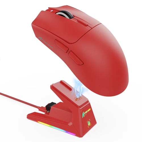 ATTACK SHARK X1 Tri-mode Gaming Mouse with Touchpad RGB Charging Dock PAW3395PRO Gaming Sensor, BT/2.4G Wireless/Wired, 6 Adjustable DPI up to 40000, Omron Optical Microswitches