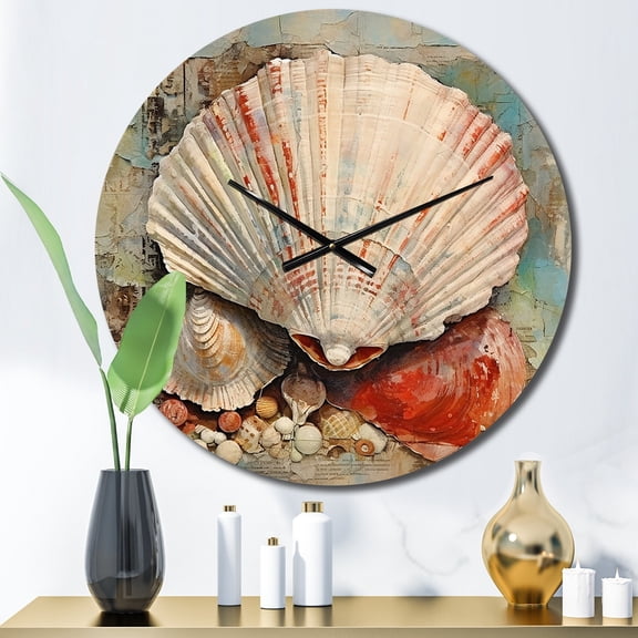 Designart "modern Seashell Treasures II" Animals Oversized Wall Clock