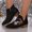 Black, variant on Boots for Women Fall Outdoor British Warm Ankle Boots Solid Color Fashion Winter Block Heel Comfy Shoes Camel 7 Wide(EU:38)