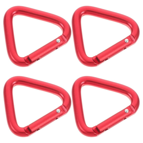 SHOWERORO 4Pcs Triangle for Keychain and Outdoor Use Red Aluminum Alloy Multi Function Metal Clip