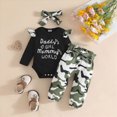 thumbnail image 2 of Baby Girl Clothes 0 3 6 9 12 18 Months Letter Print DADDY'S GIRL MOMMY WORLD Long Sleeve Ruffle Romper and Camouflage Bell Bottoms Pant Headband Sets Cute Baby Girl Winter Clothes, 2 of 7