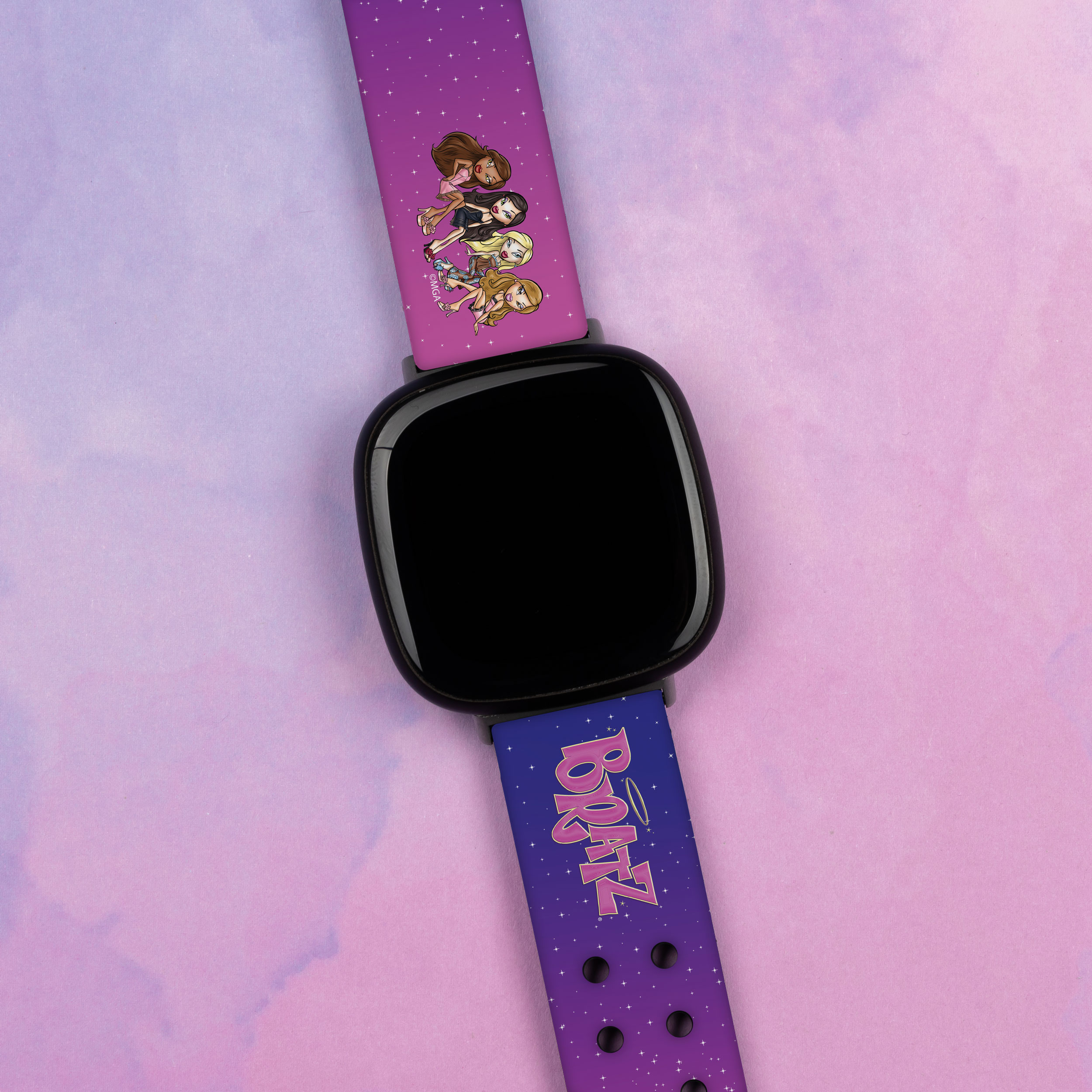 Bratz Classic HD Watch Band Compatible with FitBit Versa 3 & Sense (20mm Long Nighty Night) by Affinity Bands