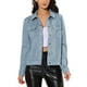 thumbnail image 1 of Chaqueta de ante sintético con solapa y bolsillos de solapa para mujer INSPIRE CHIC, XL, azul claro, 1 of 7