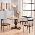thumbnail image 2 of SmileMart 2pcs Faux Leather Armless Dining Chairs with Metal Legs for Kitchen, Retro Brown, 2 of 9