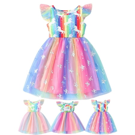 

Toddler Tulle Dress Summer Outfit Birthday Princess Party Girls Causal Tutu Skirts 1-6 Years