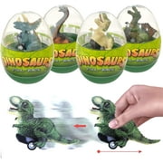 4 Pack Jumbo Eggs with Dinosaur Pull Back Cars Easter Party Favors for Kids Toddlers Easter Basket Stuffers