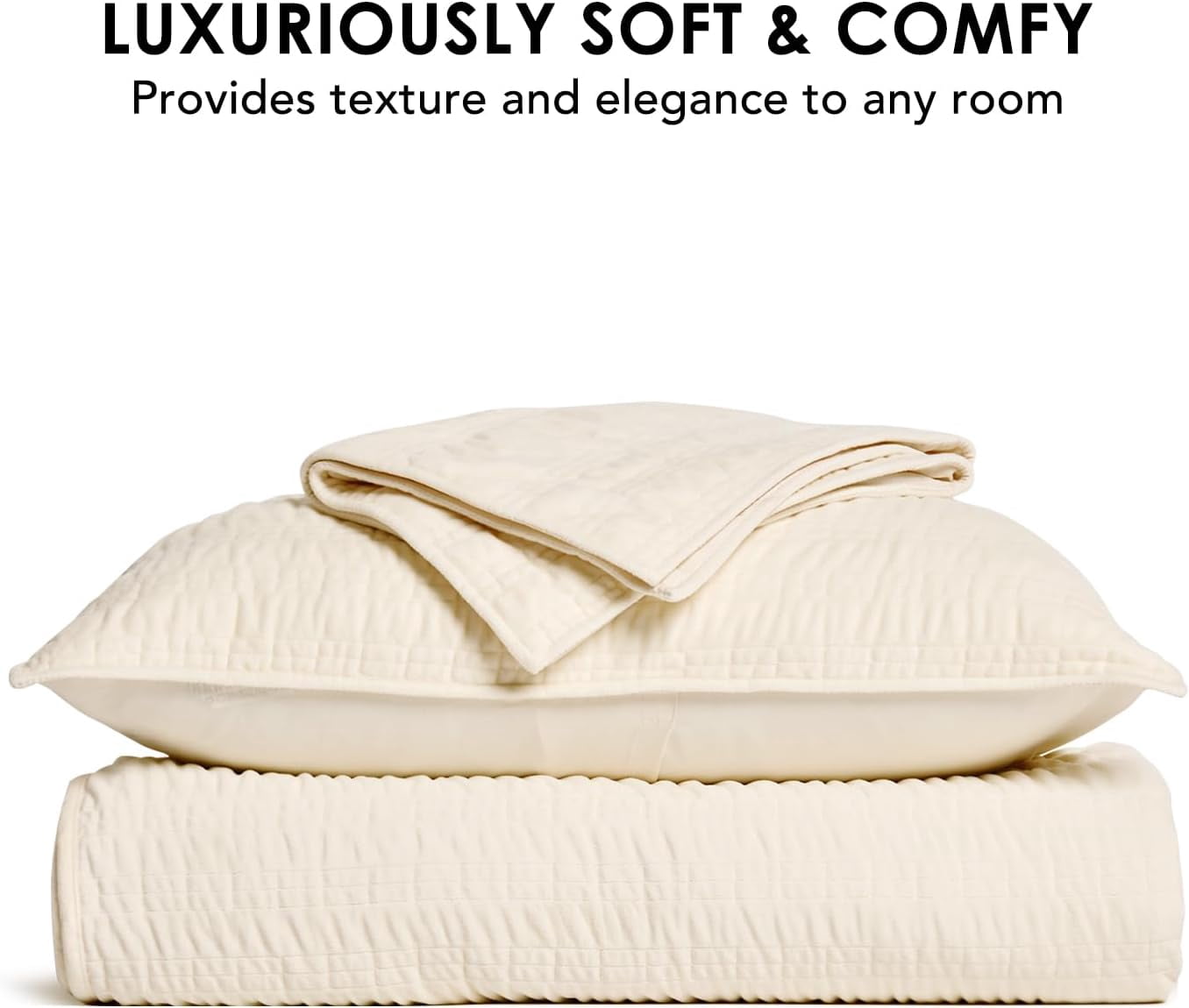 EVERGRACE Velvet Quilt King Size, Luxury Velvet Bedding Set, Ultra Soft Ruched Quilt Sets, Lightweight Comforter Vintage Textured Bedspread Coverlet with 2 Shams for All Season, Cream White