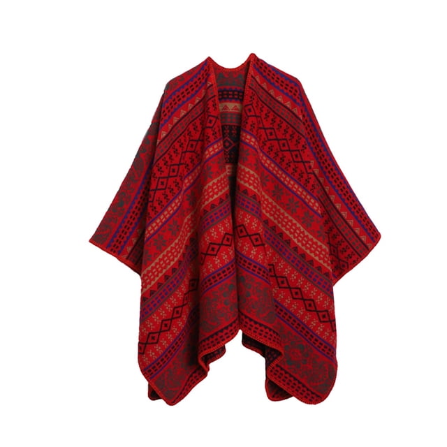Robe Portefeuille pour Femmes, Style Fourche Imprimée Cape Chaude, Robe d'Hiver pour Femmes