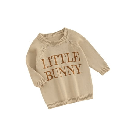 

Baby Easter Sweater Long Sleeve Embroidery Letters Knit Pullover