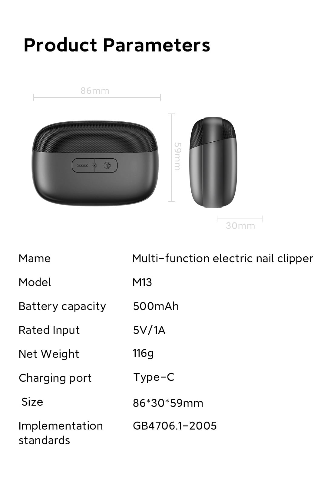 USB Rechargeable Automatic Nail Trimmer – All-in-One Electric Nail Clipper, File, and Polisher with Safety Sensors, Vacuum Dust Collector, LED Light, and Type-C Fast Charging
