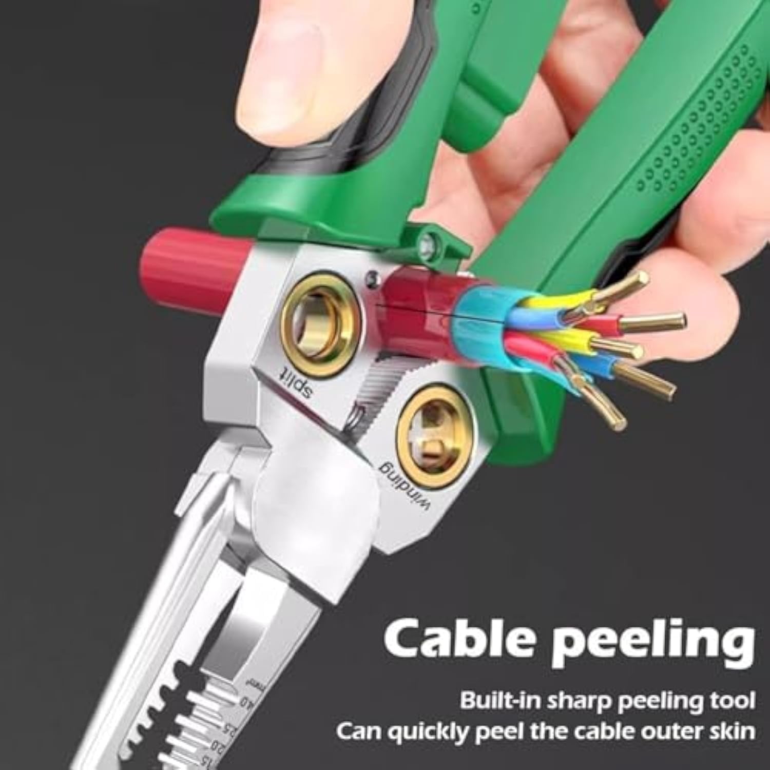 8 in 1 Wire Stripper With Voltage Tester, 8 in 1 Electric Wire Stripper, Multi-Function Electric Wire Stripping Tool for Cutting and Pulling Pliers, Electrician Repair Tool (Green)