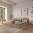 thumbnail image 3 of Nexera Kanso King Low Profile Wood Platform Bed with Headboard, Brown Oak, 3 of 8