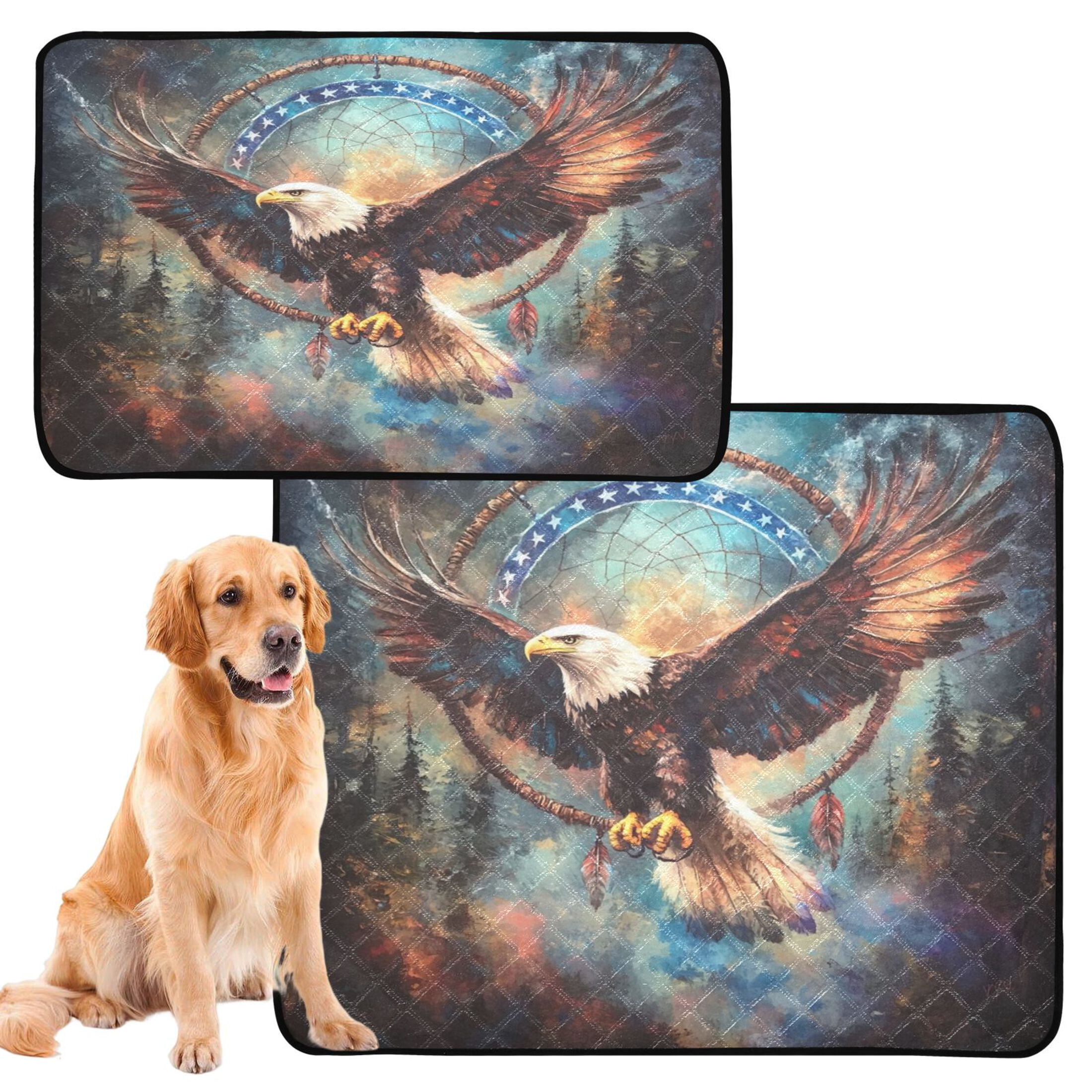 Qxltty Eagle Soaring in The Sky Cat litter Pads Pet Set of 3 Diaper Mats Center Anti-leakage Layer Absorbent Soft and Comfortable