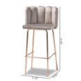 thumbnail image 7 of Bowery Hill Grey Velvet Upholstered and Gold Finished 4-Piece Bar Stool Set, 7 of 7