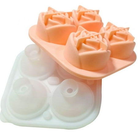 

Ice Cube Tray - Easy Release Rose Ice Cube Mold with Funnel - 4 Cavity Silicone Rose Ice Ball Maker Large Rose Ice Ball Mold for Whiskey Cocktails Homemade Juice