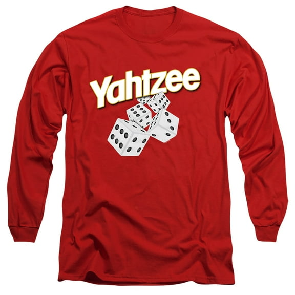 Yahtzee Tumbling Dice Long Sleeve Adult 18/1 T-Shirt Red