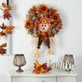 thumbnail image 3 of Nearly Natural 30" Scarecrow Fall Artificial Autumn Wreath with Sunflower, Pumpkin and Decorative Bows, 3 of 3