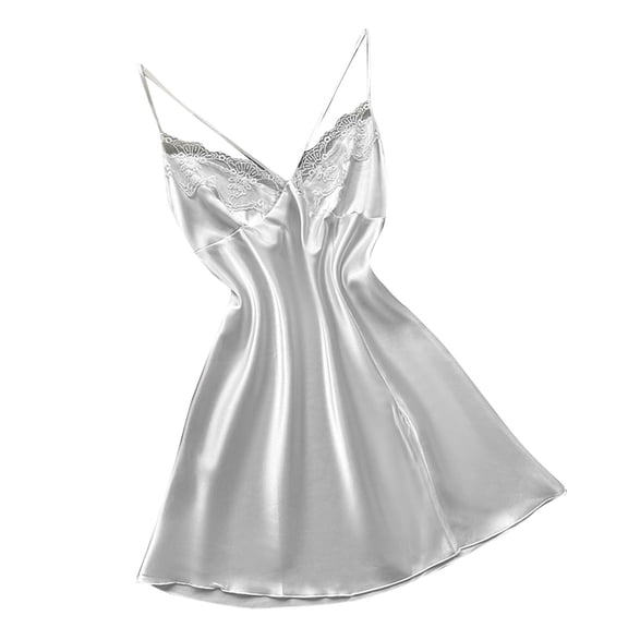 HBGVBA Womens Satin Nightgown Cami Spaghetti Strap Sleeveless Solid Sleep Mini Dress Loungewear