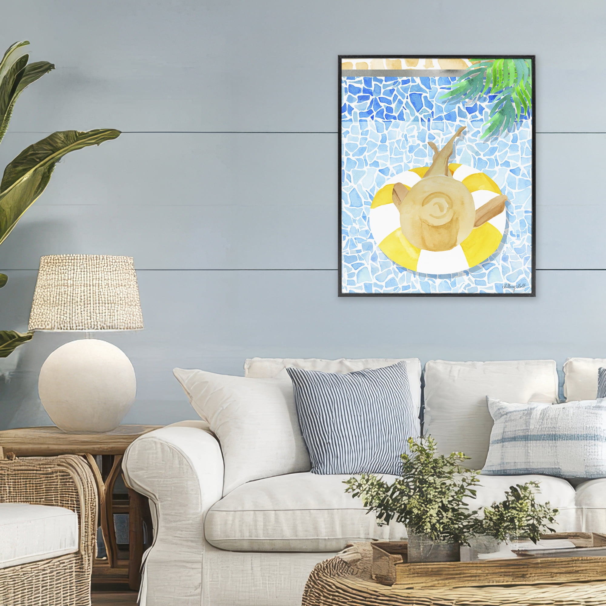 Stupell Industries Summer Poolside Drift Black Framed Giclee Art, design by Hillary Holt