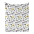 thumbnail image 1 of USA Soft Flannel Fleece Throw Blanket, Liberty New York City Hotdog Manhattan Bridge American Illustration, Cozy Plush for Indoor and Outdoor Use, 60" x 80", Yellow Grey White, by Ambesonne, 1 of 6