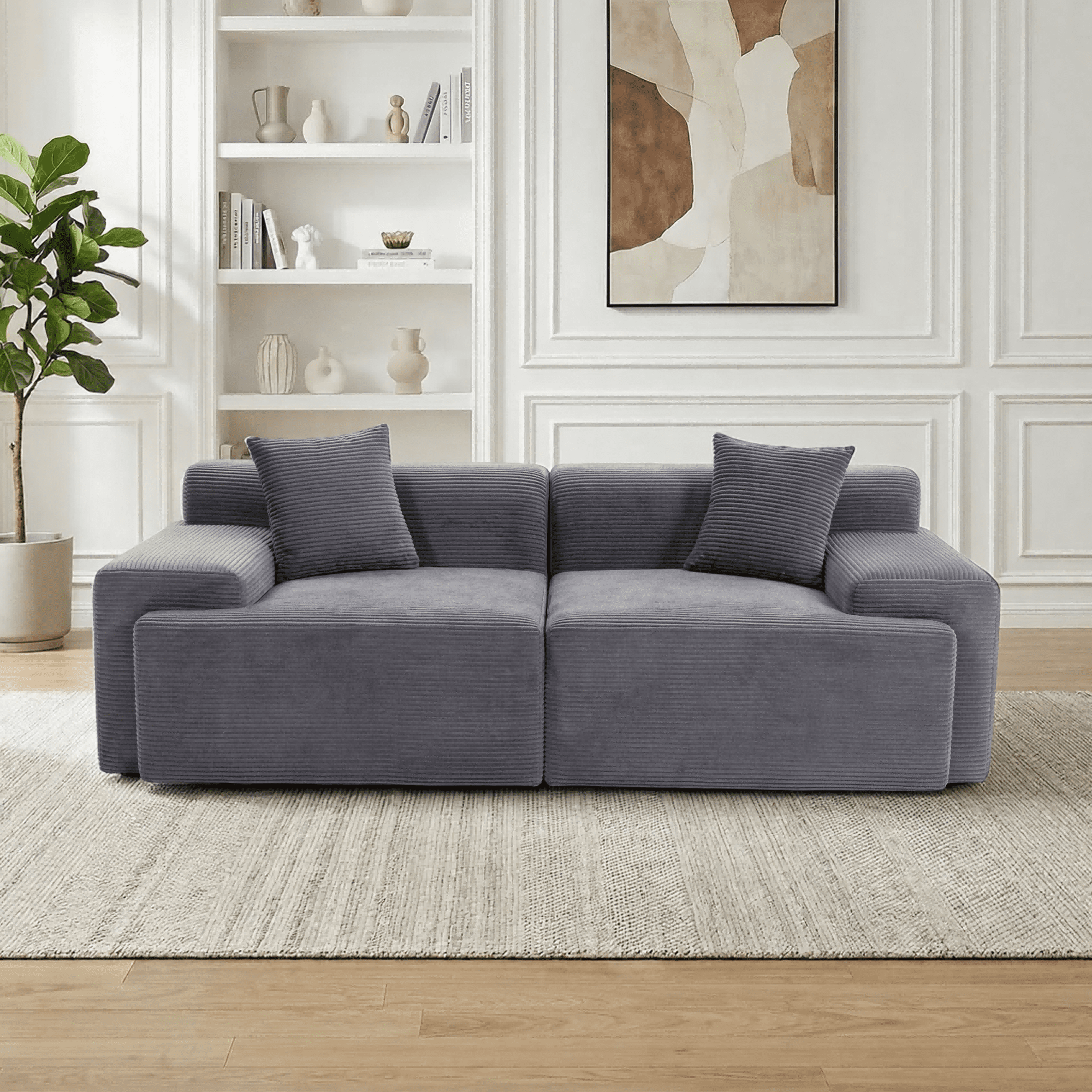 DELMANGO Cloud Sectional Couch 2 Seats, Extra Deep Loveseat for Living Room Gray