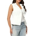 thumbnail image 4 of INSPIRE CHIC Women's Vest Denim Button Down Notched Lapel Collar Elastic Waist Jean Sleeveless Jackets XL White, 4 of 6