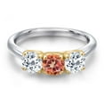 thumbnail image 3 of Gem Stone King 925 Silver and 10K Yellow Gold Ecstasy Mystic Topaz and White Topaz Engagement Ring for Women | 2.20 Cttw | Round 5MM | Gemstone November Birthstone | Size 5, 3 of 6