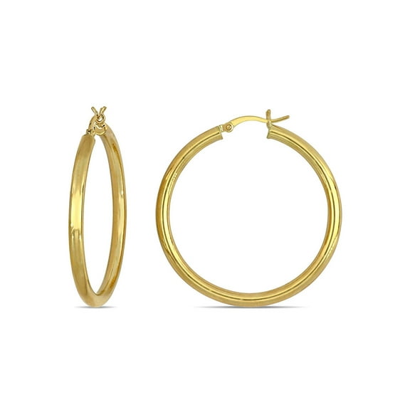 Gem & Harmony 10K Yellow Gold Flat Hoop Earrings (40mm) for Women
