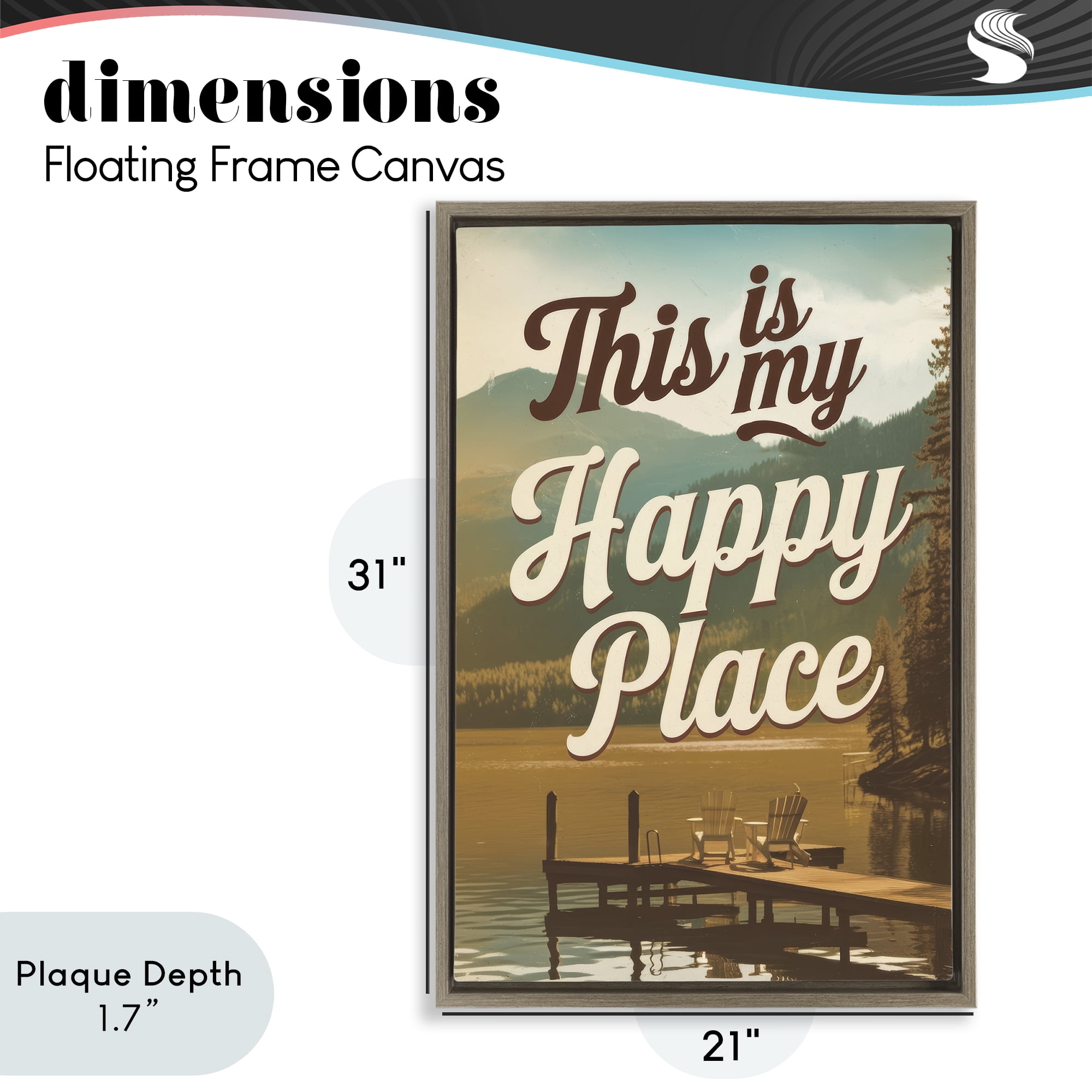 Stupell Industries Vintage My Happy Place Brown Framed Floater Canvas Wall Art, design by Andreas Magnusson