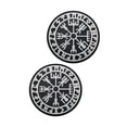 thumbnail image 1 of kowaku 2 Pieces Viking Compass Patch with Hook and Loop Rubber Washable PVC Embroidered black and white, 1 of 8