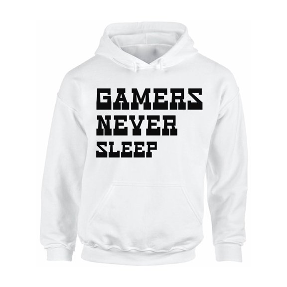 Gamer Hoodie Gamers Never Sleep Sweater for Men Women Funny Graphic Hooded Sweatshirt Hilarious Geek Top Humor Nerd Gaming Gifts