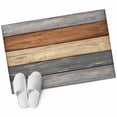 thumbnail image 6 of Farmhouse Haze Blue Brown Bathroom Rug Washable 2x3 Entryway Rug Non Slip Vintage Wooden Striped Front Door Mat Low Pile Indoor Doormat Throw Floor Carpet for Kitchen Bedroom Entrance, 6 of 8