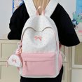 thumbnail image 6 of Bow Embroidery School Backpack, Star Print Backpack with Mini Pendant Bag, Lightweight Loptop Backpack for Travel Shopping (Pink), 6 of 8