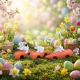 thumbnail image 4 of Easter Rabbit Ornament Set of 3, Carrot Decor, Resin Figurine, Spring Tabletop Decor, Window Sill Ornament, Cute Bunny Family, Holiday Accent, 4 of 9