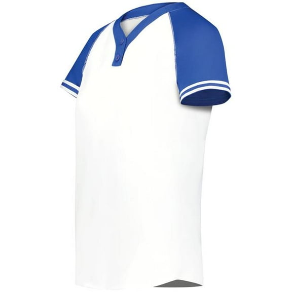 Augusta Sportswear 6917.220.2XL Ladies Cutter Plus Henley Jersey, White & Royal - 2XL