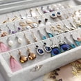thumbnail image 5 of Nuevo, organizador de aretes adecuado, soporte de aretes con cubierta transparente de terciopelo y caja de almacenamiento de 40 pares de aretes, joyero, 5 of 5