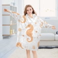 thumbnail image 5 of FORMRS Wearable Blanket Hoodie with Sleeves for Kids Cozy Flannel Sweatshirt, White Seahorse, 5 of 7