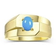 thumbnail image 1 of RYLOS Men's Rings Yellow Gold Plated Silver Ring Classic Solitaire 7X5MM Oval Shape Gemstone Designer Band Turquoise December Birthstone Rings For Men Size 13, 1 of 5